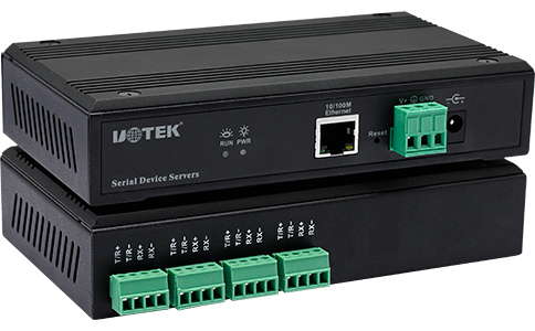 工業(yè)級串口設備轉以太網服務器_UT-6804MT-I 10/100M轉4口RS-485/422隔離型串口服務器